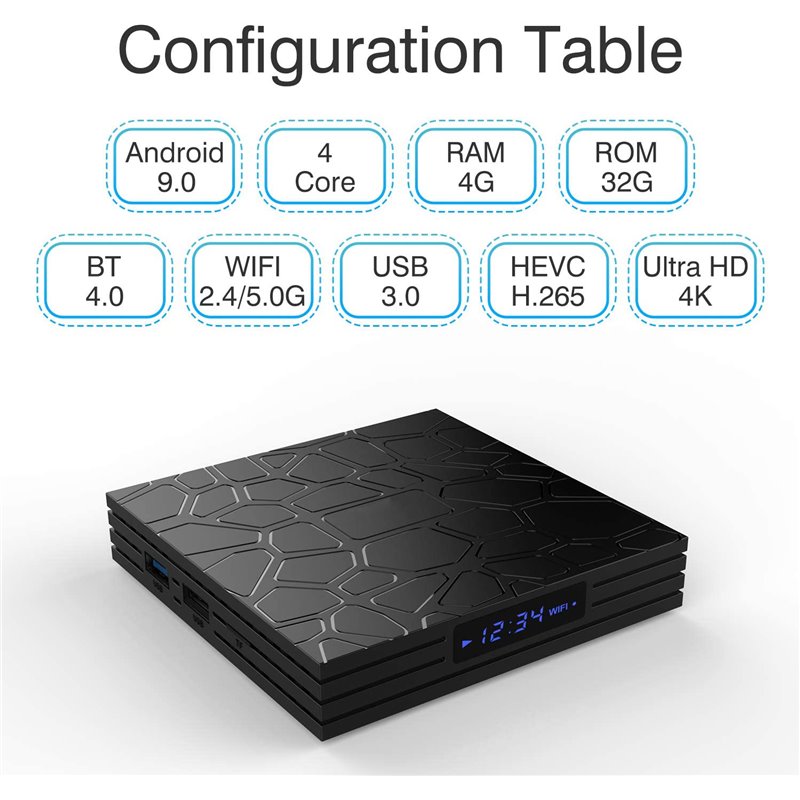 Box Android Full HD 4K Boitier Multimedia HDMI Bluetooth WiFi 4GB RAM